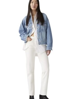Levi's Wedgie Straight Ankle Jeans In The Clouds - White
